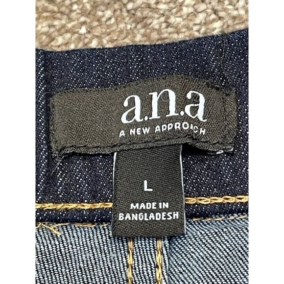 a.n.a a new approach womens pull on jeans sz Large dark wash stretch denim - Picture 12 of 12